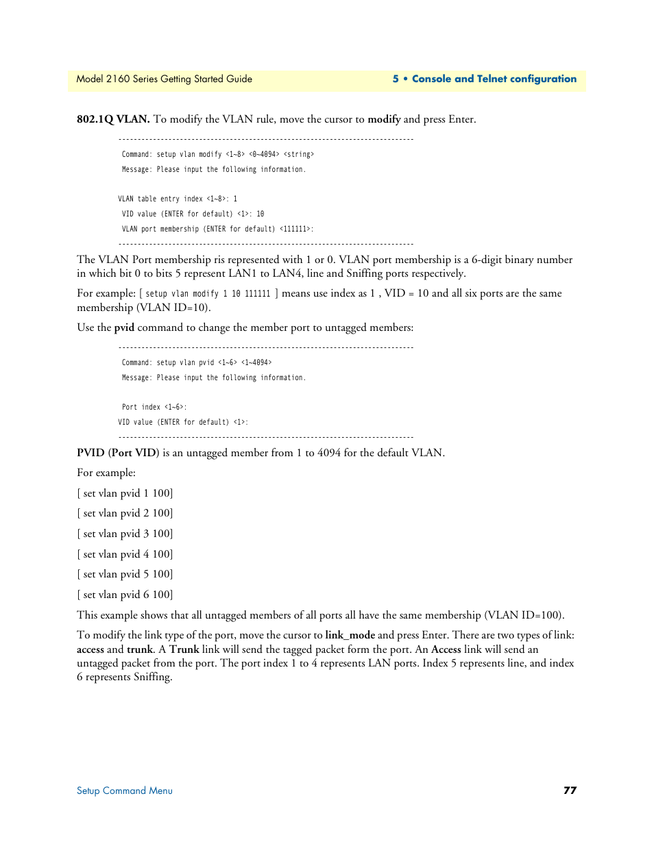 1q vlan | Patton electronic CopperLink 2160 Series User Manual | Page 77 / 107