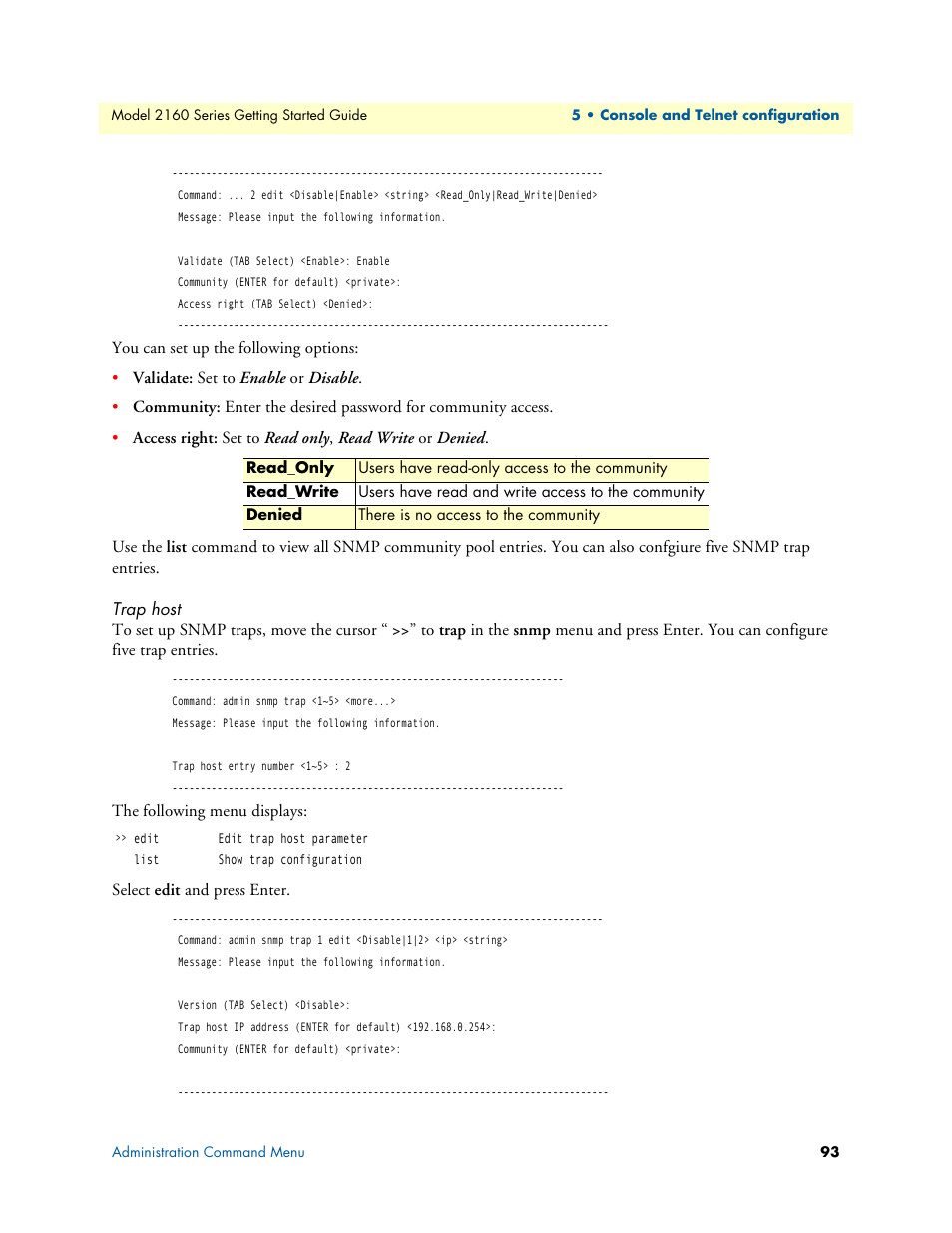 Trap host | Patton electronic CopperLink 2160 Series User Manual | Page 93 / 107