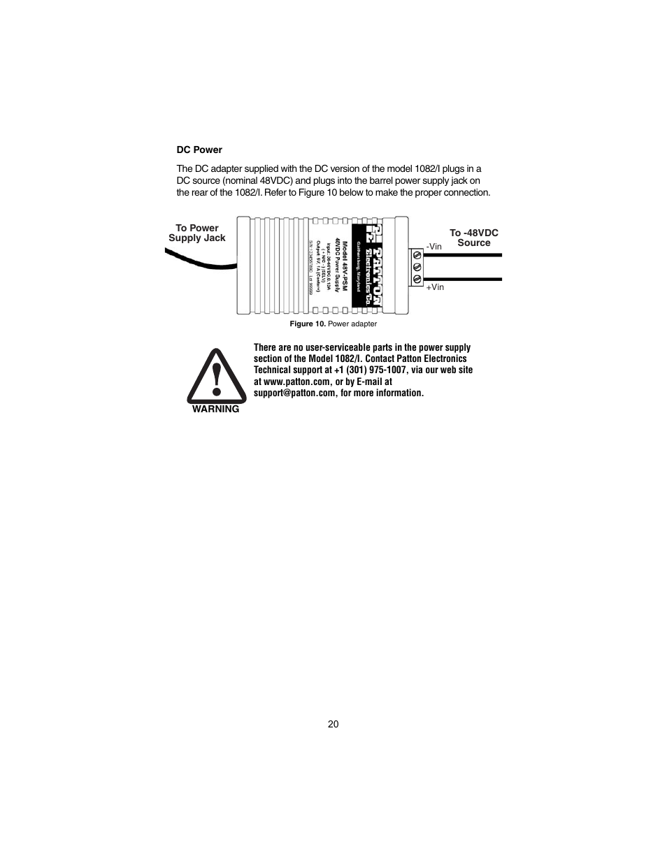 Dc power | Patton electronic 1082/I User Manual | Page 20 / 28