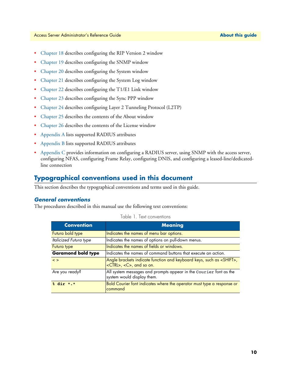Typographical conventions used in this document, General conventions, Typographical conventions used in this doc | Ument | Patton electronic 29XX User Manual | Page 10 / 326