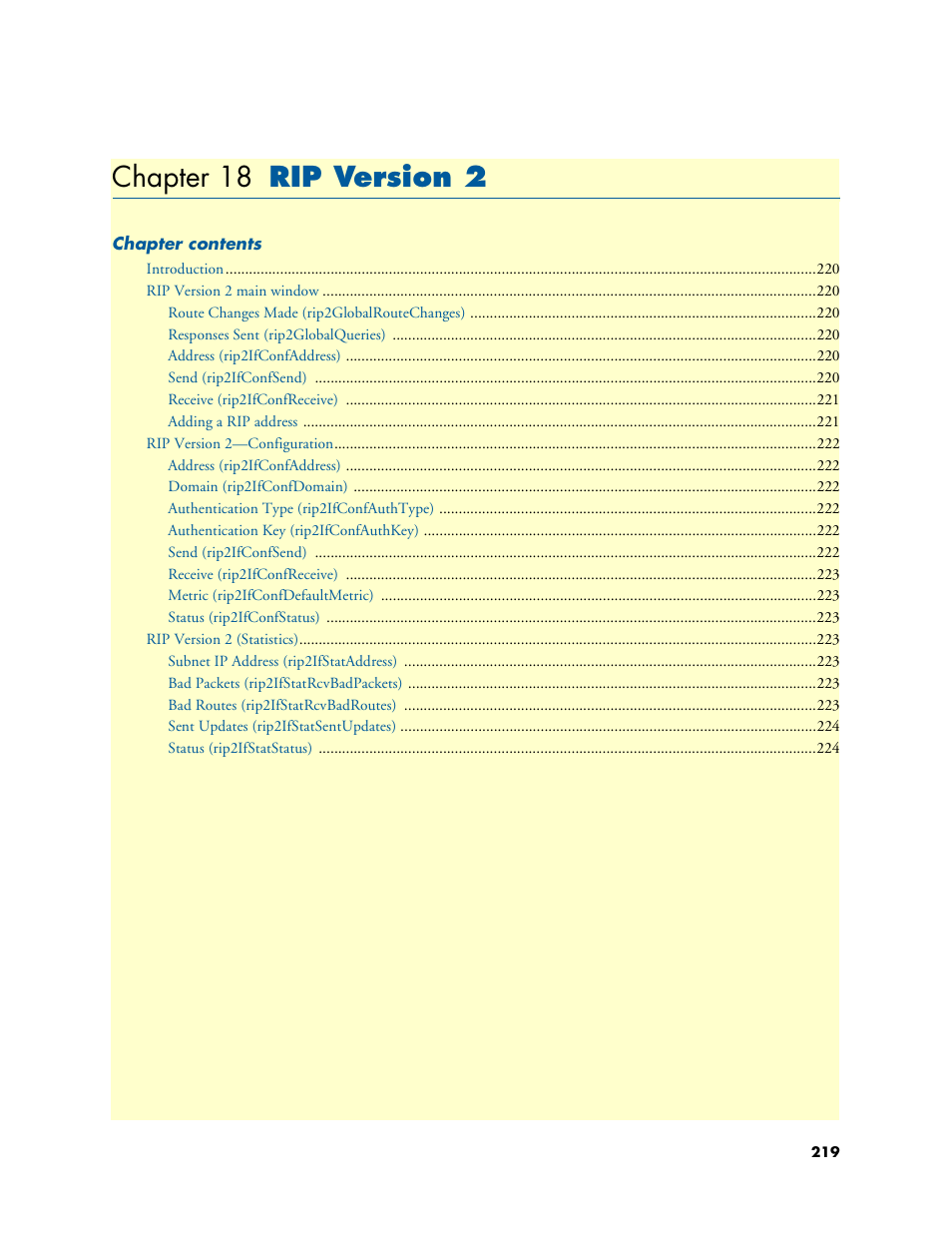 Chapter 18 rip version 2, Rip version 2, Chapter 18 | Patton electronic 29XX User Manual | Page 219 / 326