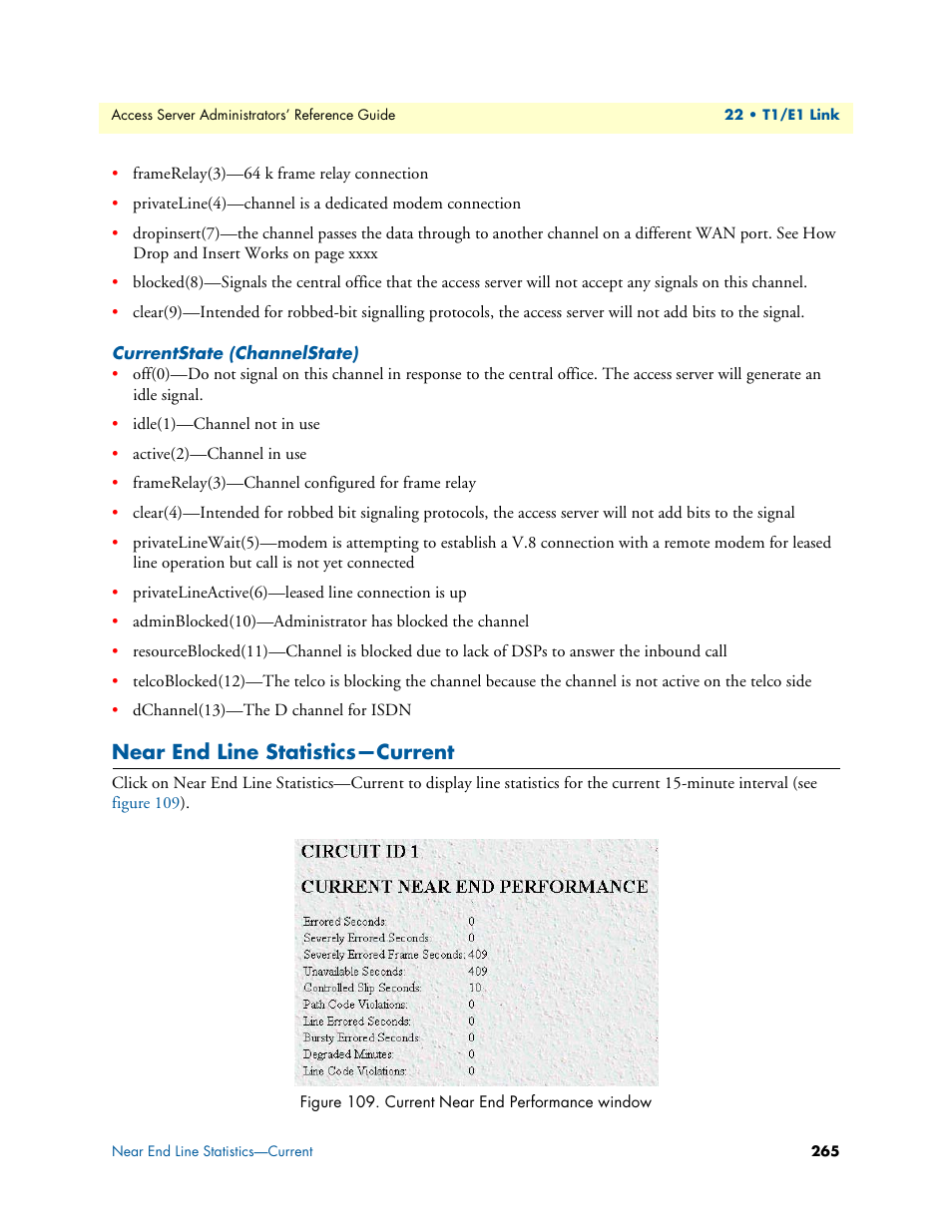 Currentstate (channelstate), Near end line statistics-current, Near end line statistics—current | Near end line, Statistics—current | Patton electronic 29XX User Manual | Page 265 / 326