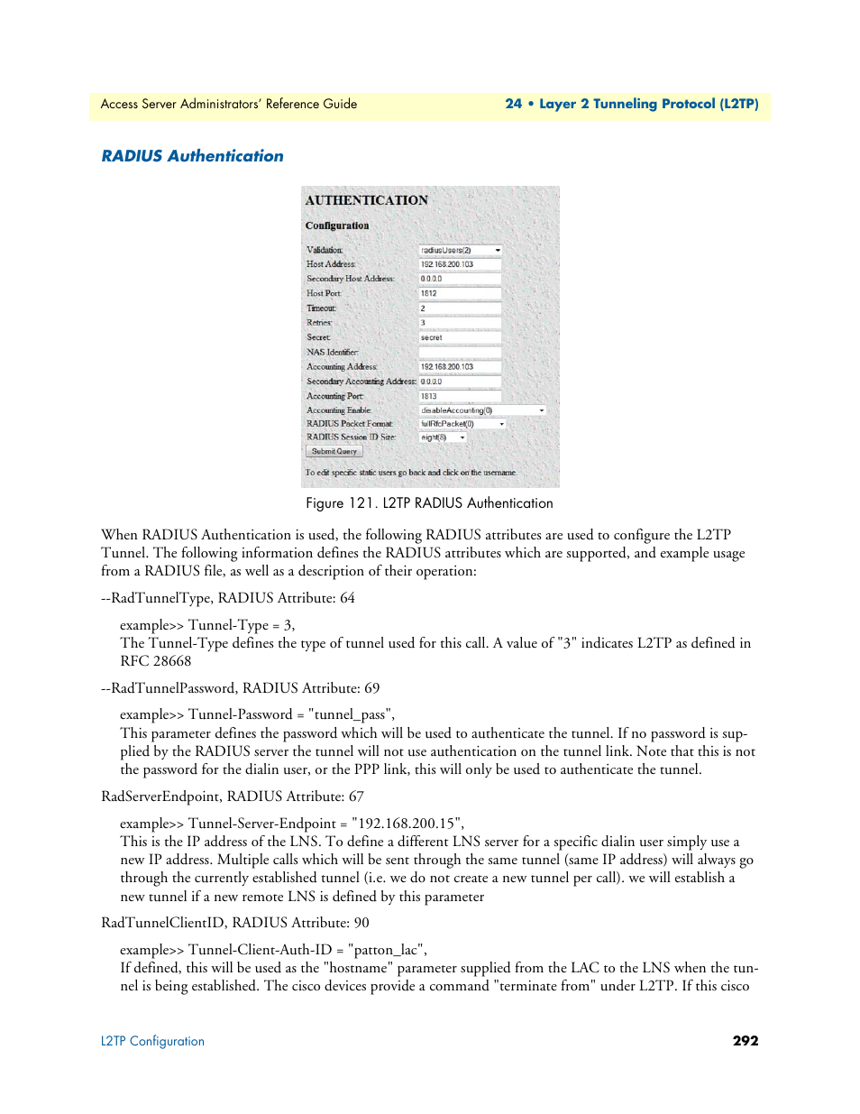 Radius authentication | Patton electronic 29XX User Manual | Page 292 / 326