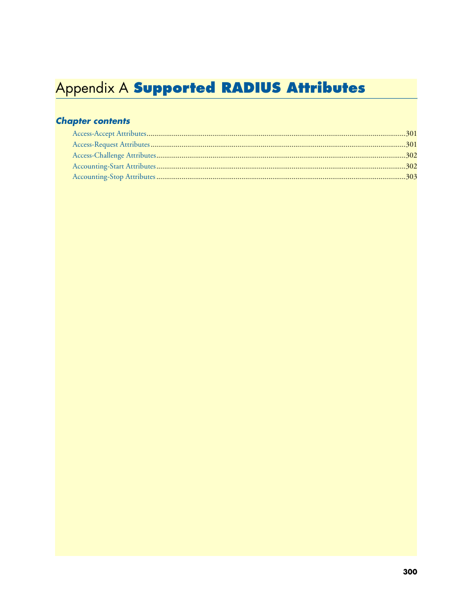 Appendix a supported radius attributes, Supported radius attributes, Appendix a | Supported radius, Attributes | Patton electronic 29XX User Manual | Page 300 / 326