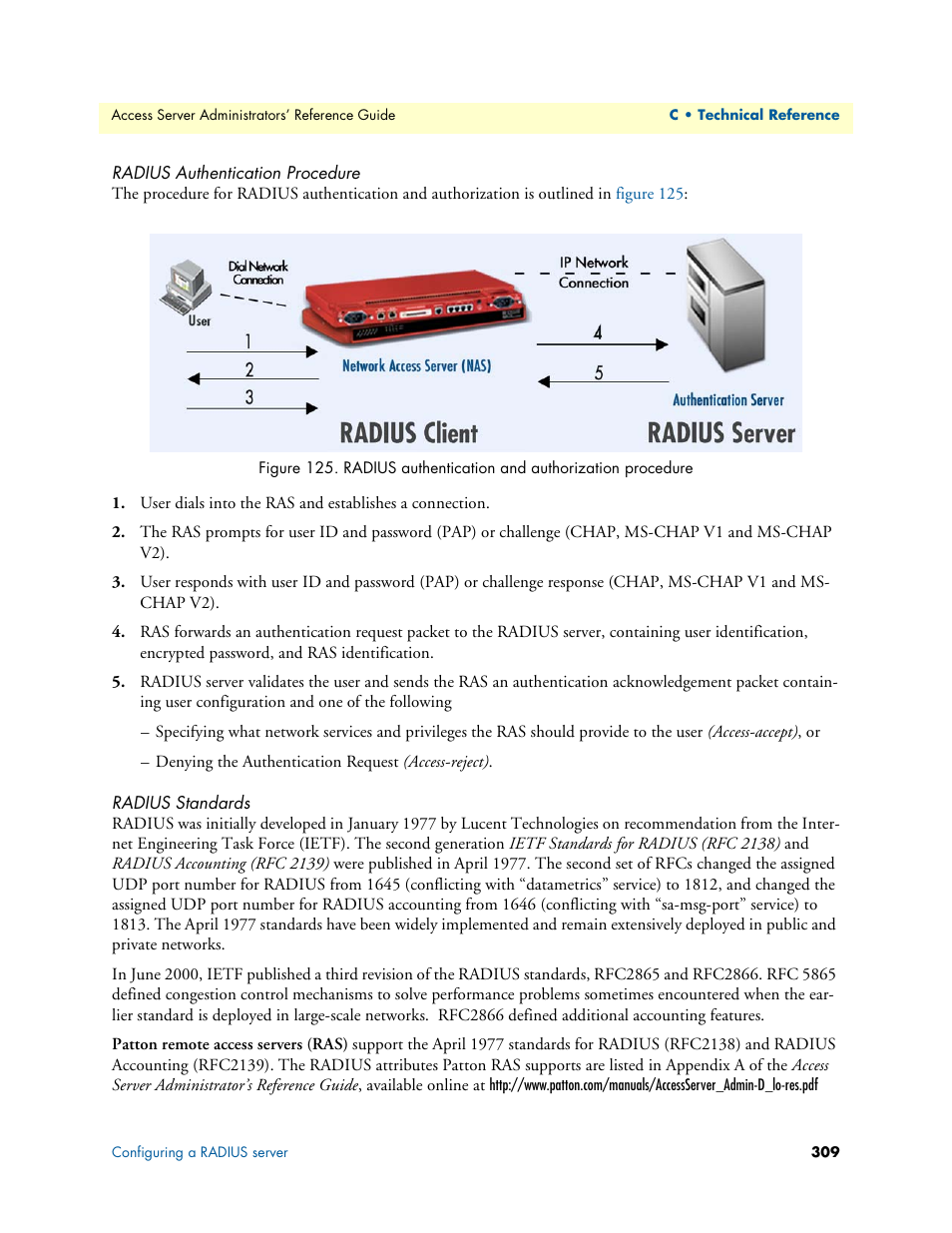 Radius authentication procedure, Radius standards | Patton electronic 29XX User Manual | Page 309 / 326