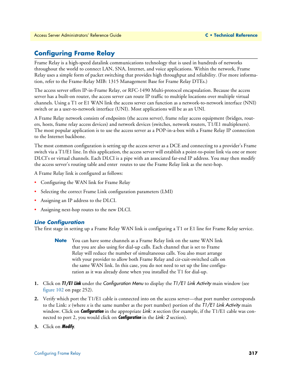 Configuring frame relay, Line configuration | Patton electronic 29XX User Manual | Page 317 / 326