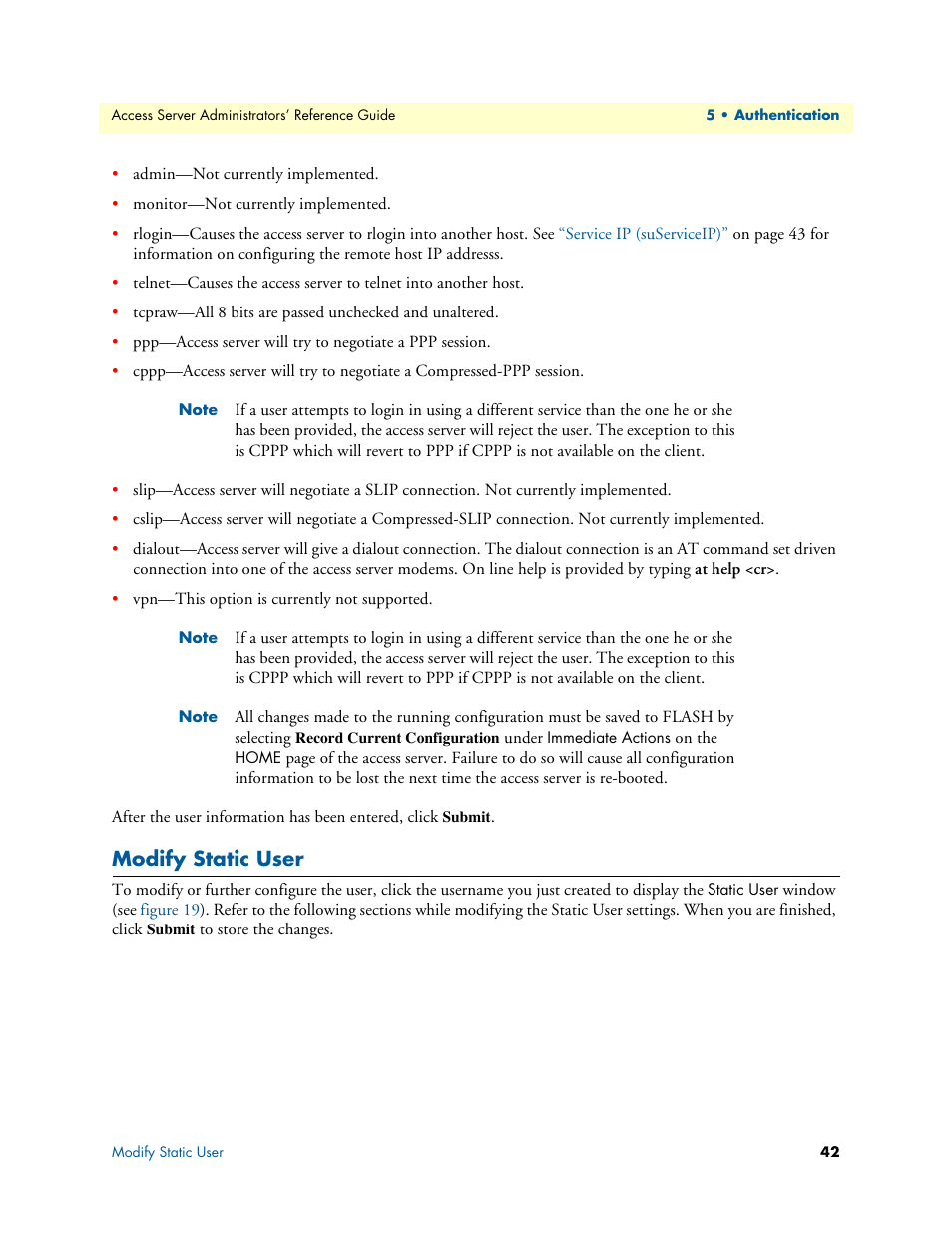 Modify static user | Patton electronic 29XX User Manual | Page 42 / 326