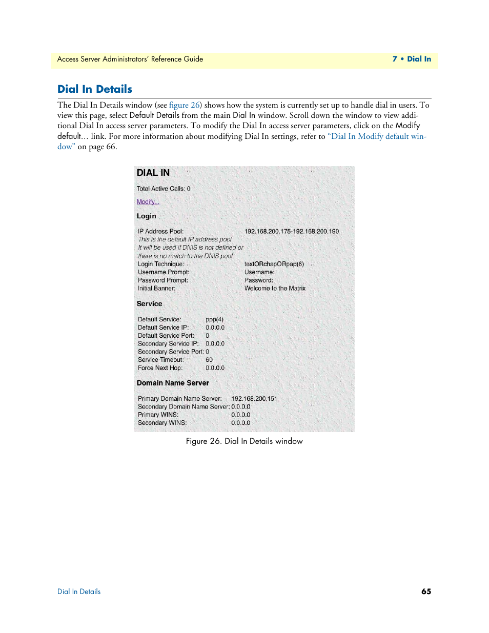 Dial in details, Dial in, Details | Patton electronic 29XX User Manual | Page 65 / 326