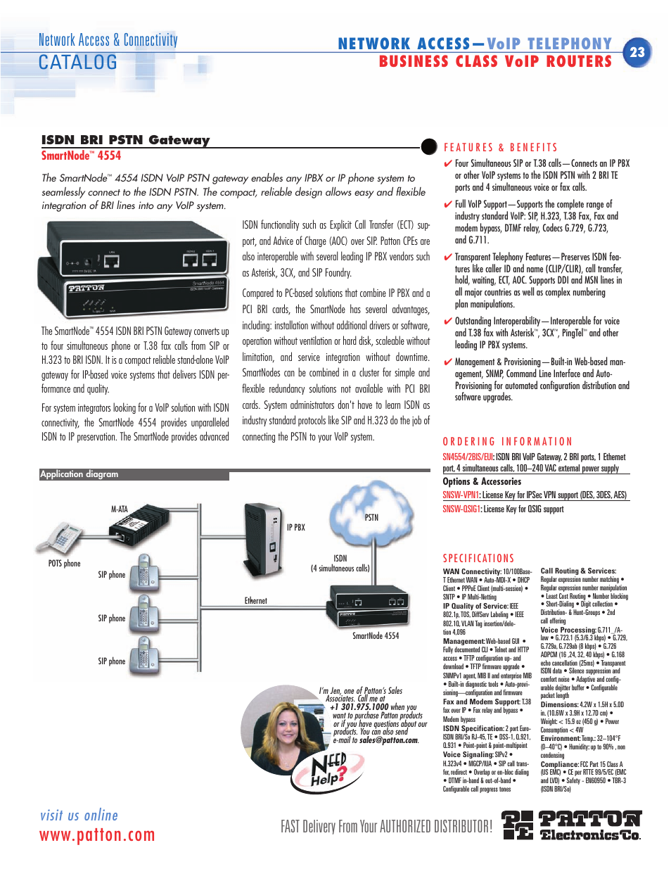 Isdn bri voip soho router, Isdn bri voip gateways, Catalog | Fast delivery from your authorized distributor, Network access & connectivity, Visit us online | Patton electronic SN483X User Manual | Page 14 / 30