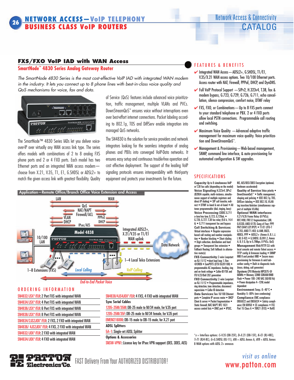 Multi-port analog iad with integrated wan access, Catalog, Visit us online | Patton electronic SN483X User Manual | Page 17 / 30