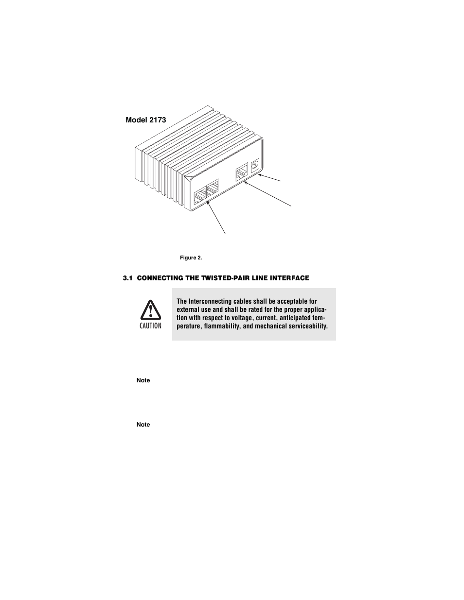 1 connecting the twisted-pair line interface, Connecting the twisted-pair line interface, To section 3.1 | Caution | Patton electronic 2173 User Manual | Page 10 / 20