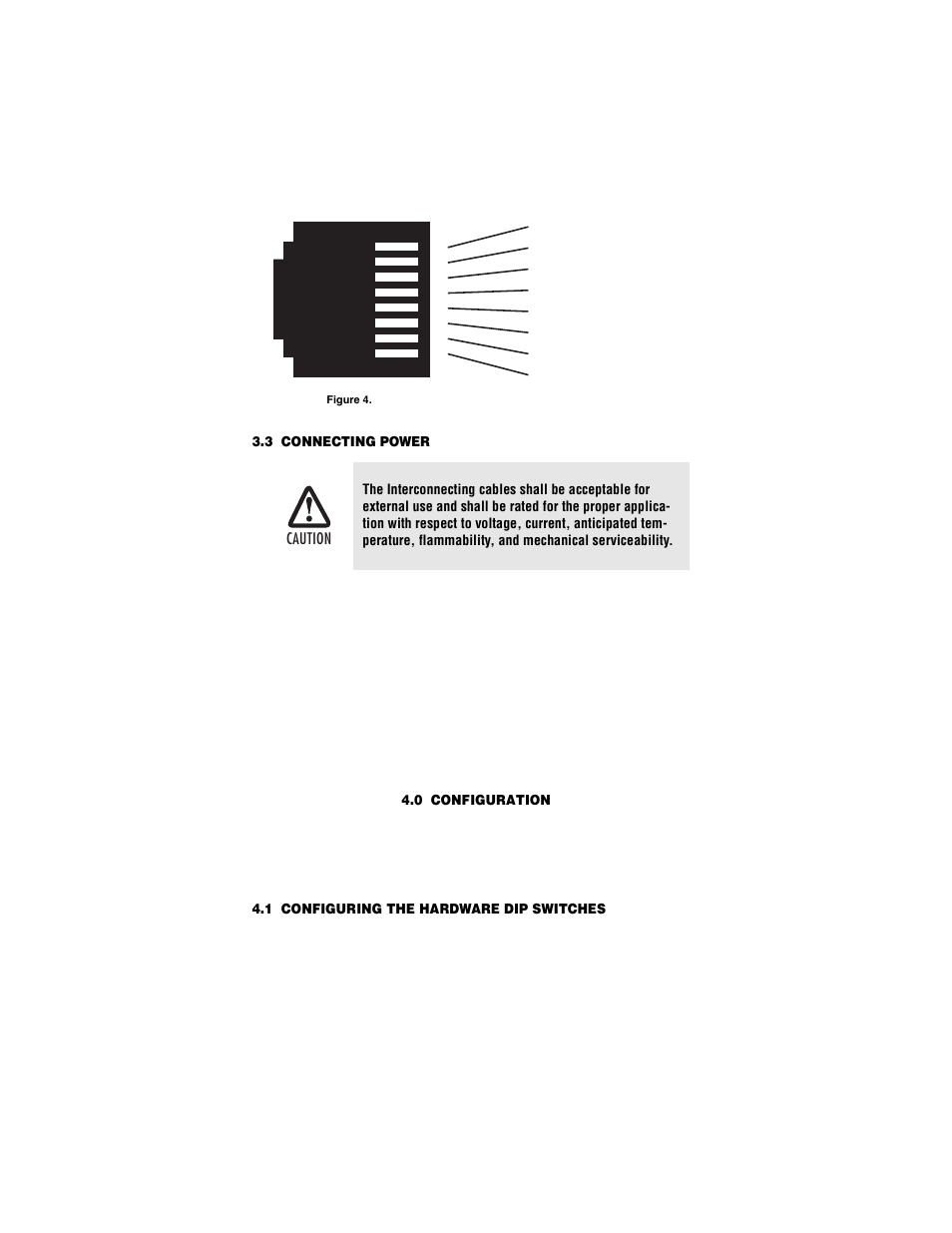 3 connecting power, 0 configuration, 1 configuring the hardware dip switches | Connecting power, Configuration, Configuring the hardware dip switches, Section 3.3, “connecting power” on | Patton electronic 2173 User Manual | Page 12 / 20