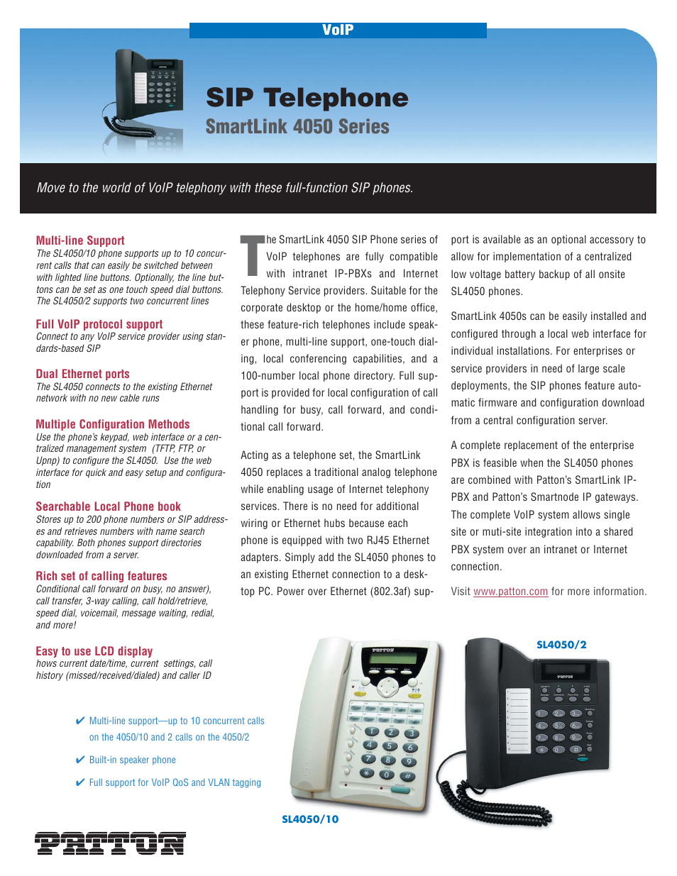 Patton electronic SmartLink 4050 Series User Manual | 2 pages