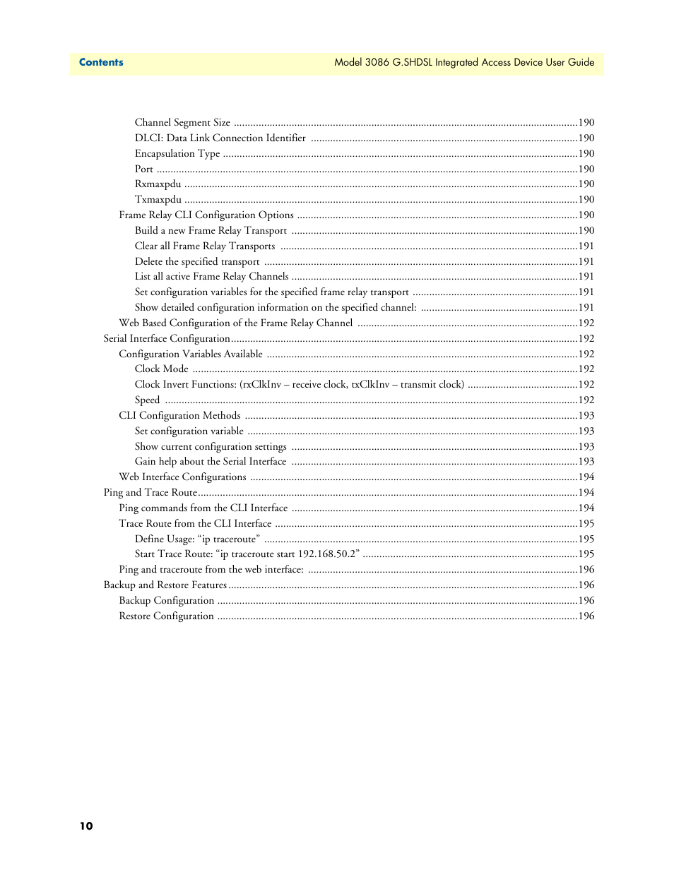 Patton electronic G.SHDSL INTEGRATED 3086 User Manual | Page 10 / 196
