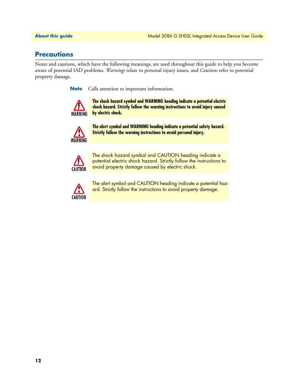 Precautions | Patton electronic G.SHDSL INTEGRATED 3086 User Manual | Page 12 / 196