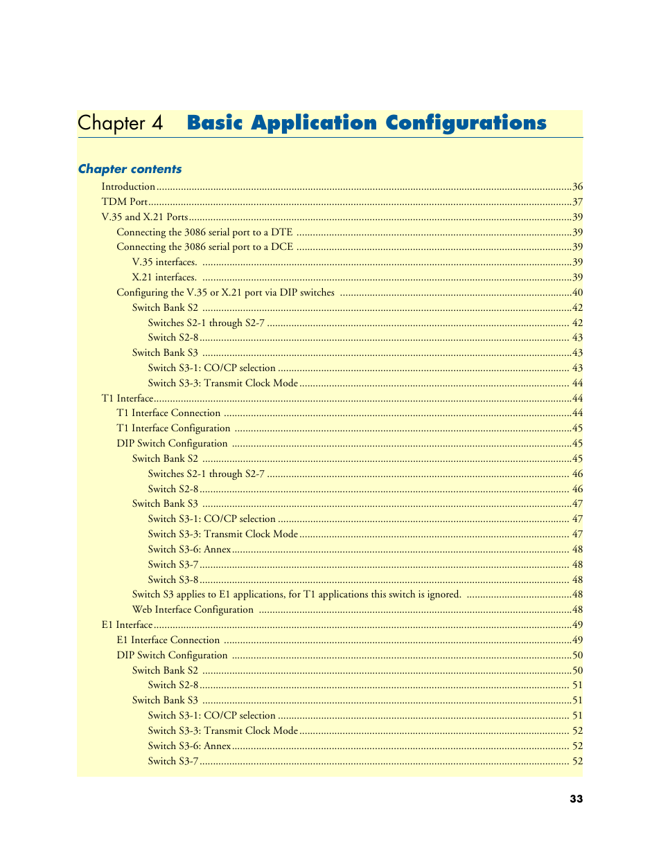 Chapter 4 basic application configurations, 4 basic application configurations, Chapter 4 d | Patton electronic G.SHDSL INTEGRATED 3086 User Manual | Page 33 / 196