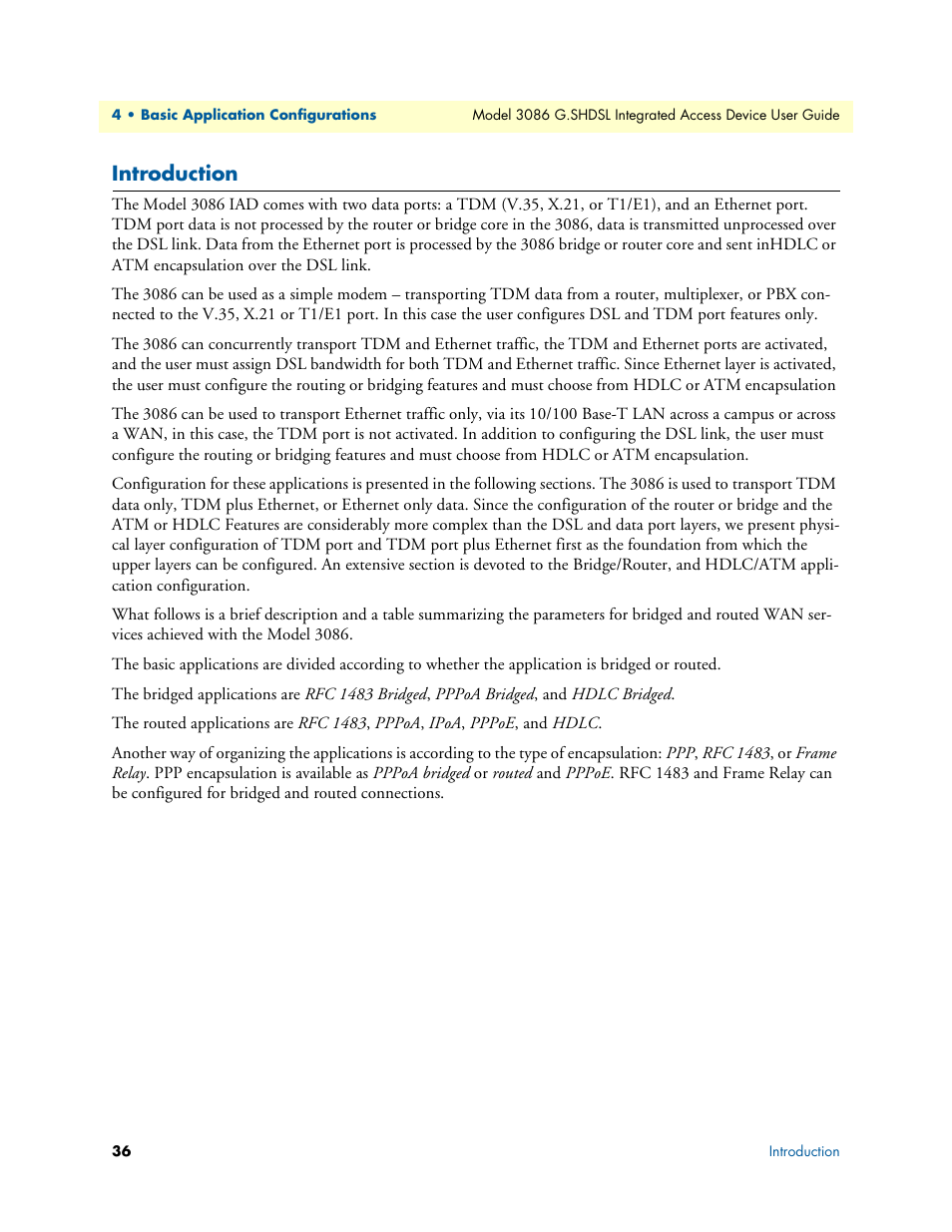 Introduction | Patton electronic G.SHDSL INTEGRATED 3086 User Manual | Page 36 / 196