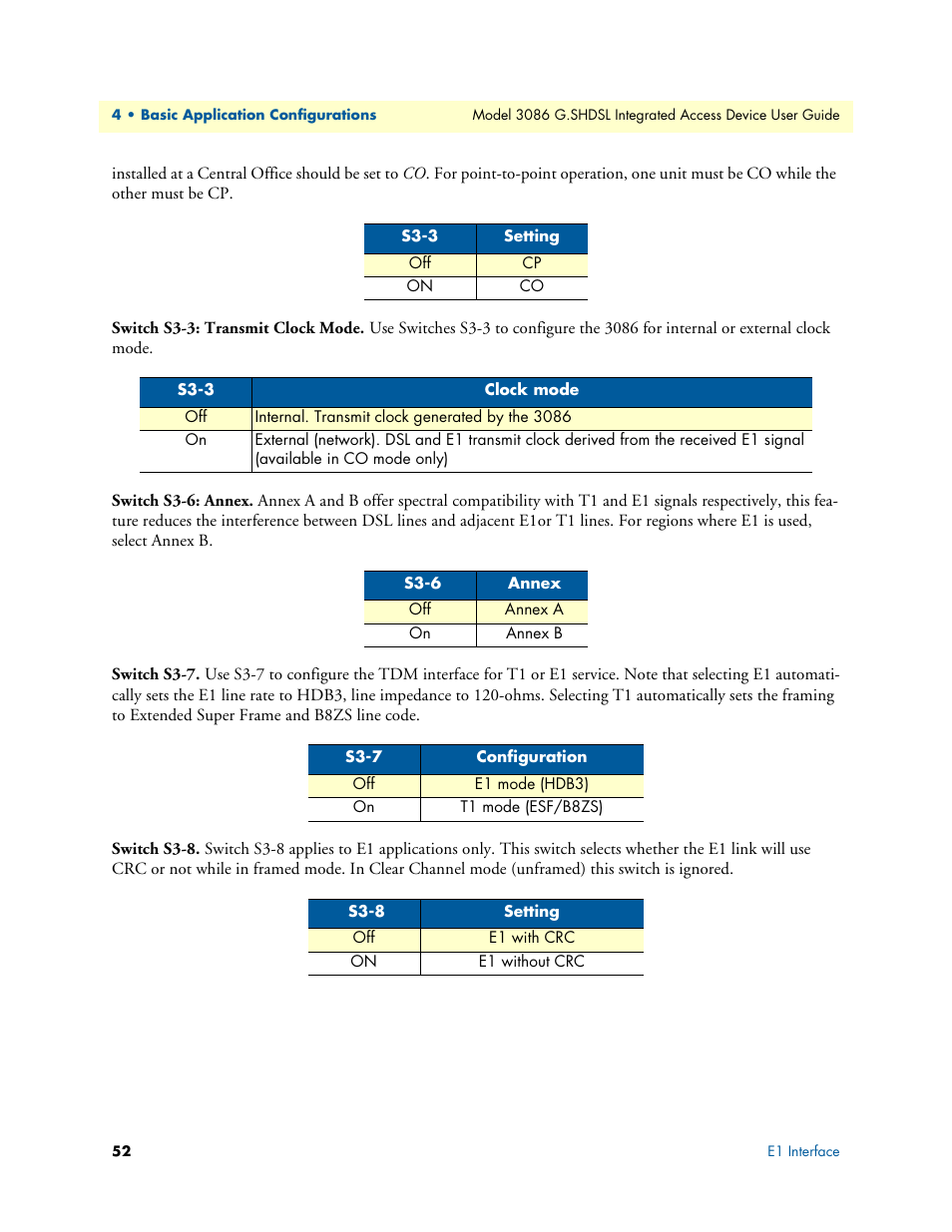 Switch s3-8 | Patton electronic G.SHDSL INTEGRATED 3086 User Manual | Page 52 / 196