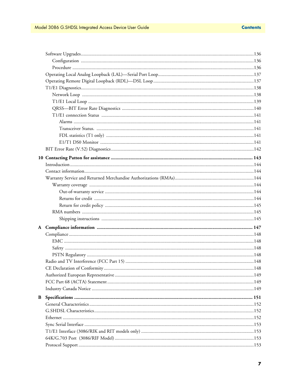 Patton electronic G.SHDSL INTEGRATED 3086 User Manual | Page 7 / 196