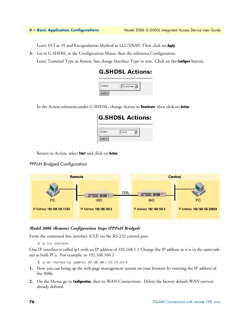 Pppoh bridged configuration | Patton electronic G.SHDSL INTEGRATED 3086 User Manual | Page 76 / 196