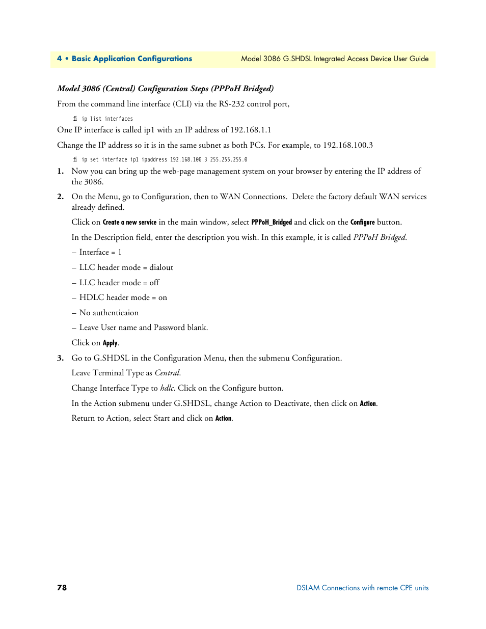 Patton electronic G.SHDSL INTEGRATED 3086 User Manual | Page 78 / 196