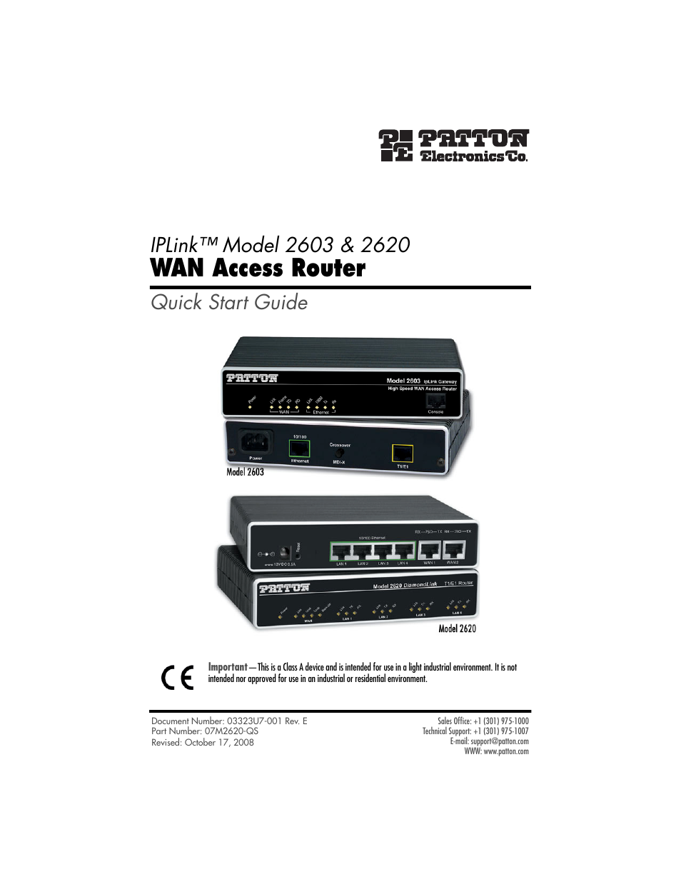 Patton electronic 2620 User Manual | 12 pages