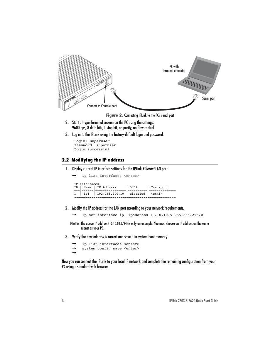 2 modifying the ip address | Patton electronic 2620 User Manual | Page 4 / 12