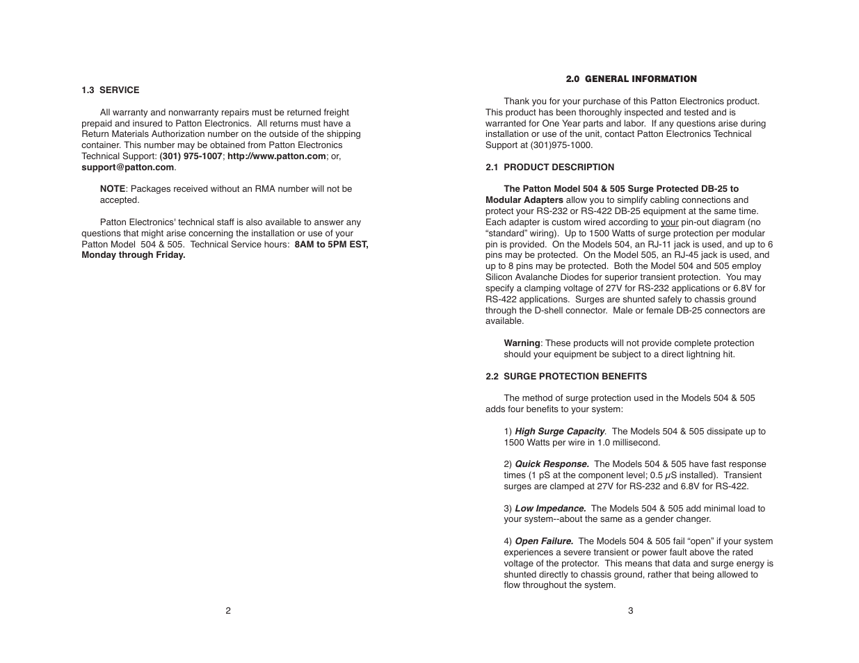 Patton electronic 505 User Manual | Page 3 / 8