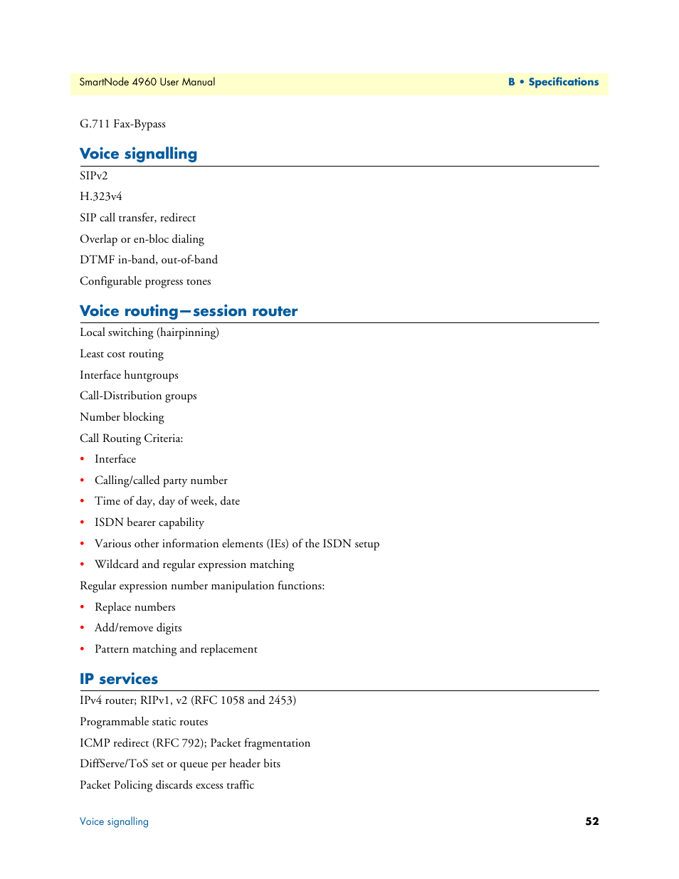 Voice signalling, Voice routing-session router, Ip services | Voice routing—session router | Patton electronic SMARTNODE 4960 User Manual | Page 51 / 68