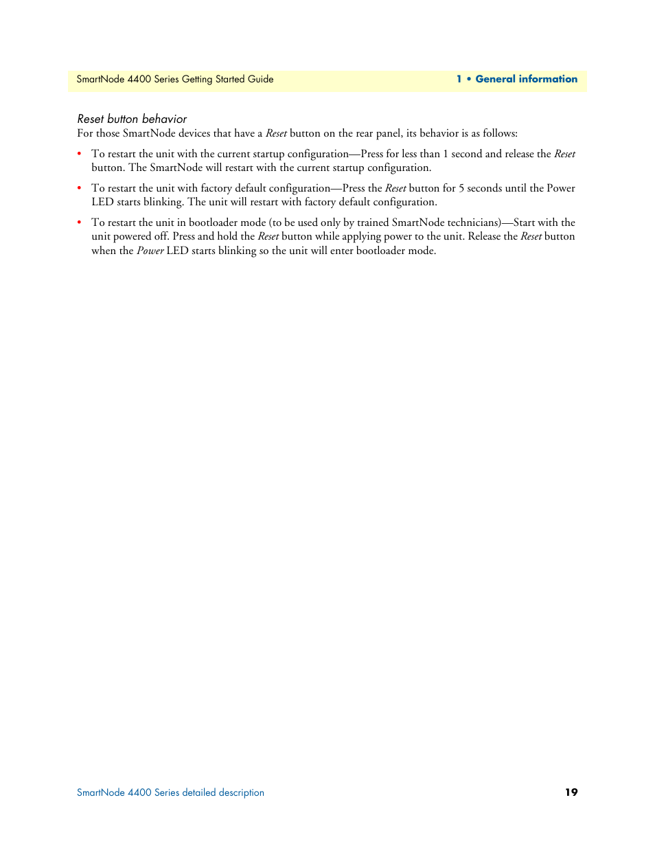 Reset button behavior | Patton electronic SmartNode 4400 User Manual | Page 19 / 69