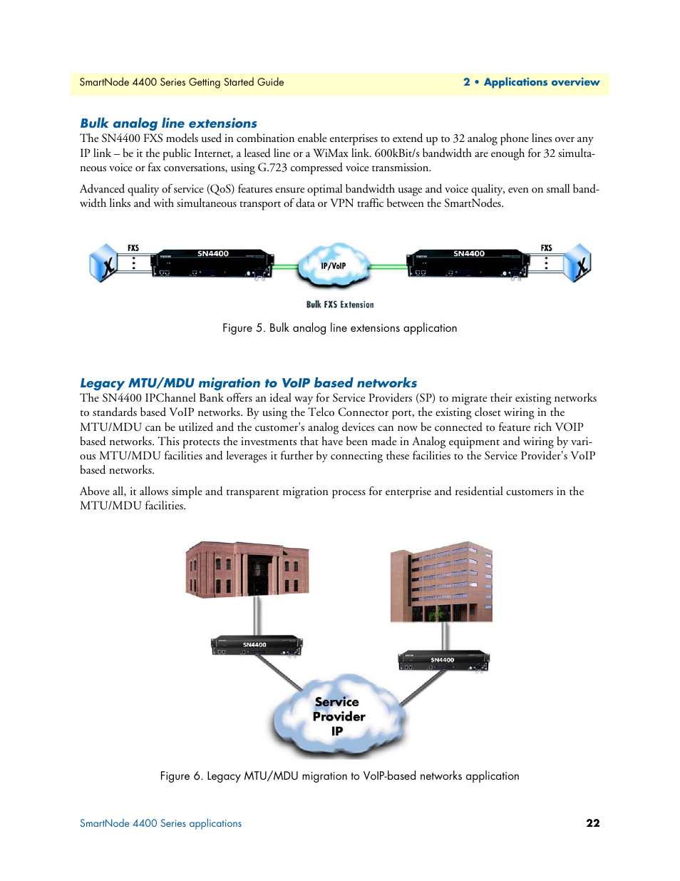 Bulk analog line extensions, Legacy mtu/mdu migration to voip based networks, Bulk analog line extensions application | Patton electronic SmartNode 4400 User Manual | Page 22 / 69