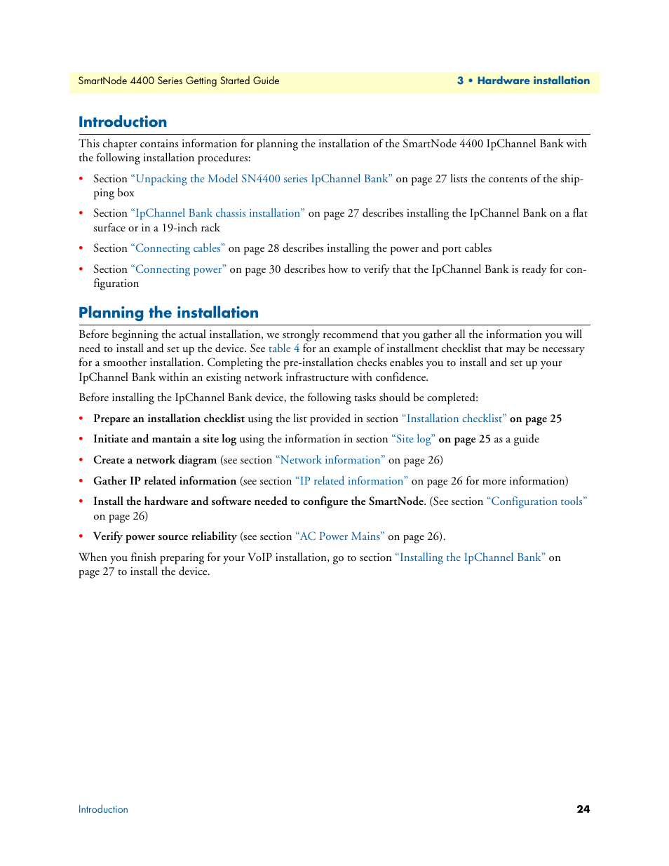 Introduction, Planning the installation | Patton electronic SmartNode 4400 User Manual | Page 24 / 69