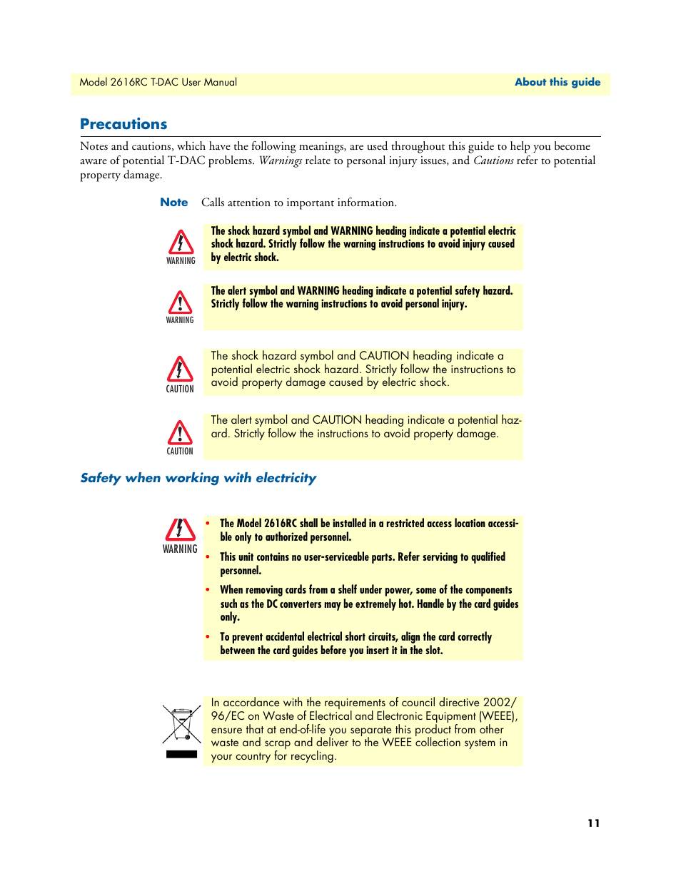 Precautions | Patton electronic 2616RC User Manual | Page 11 / 80