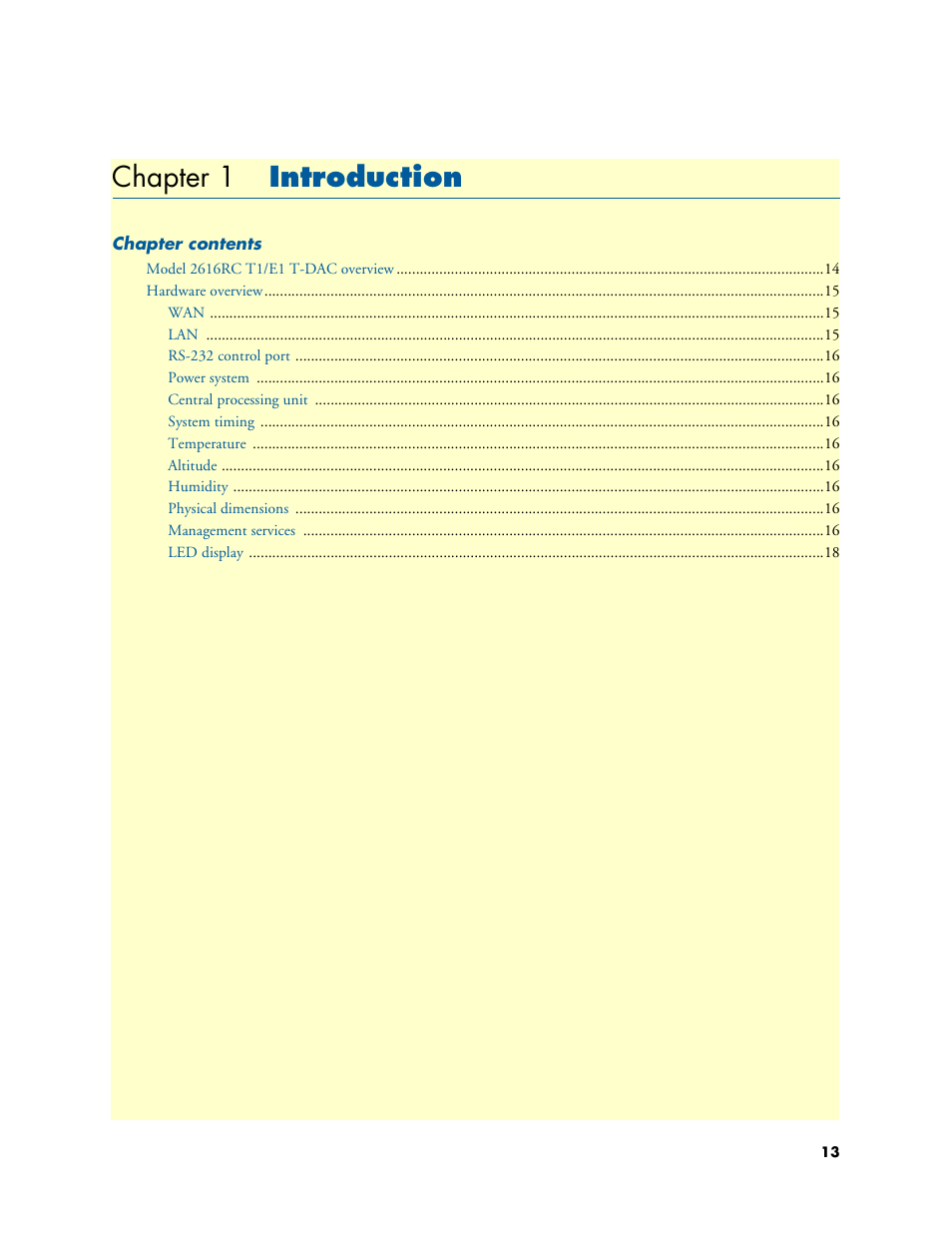 Chapter 1 introduction, Introduction, Chapter 1 de | Chapter 1 introduc tion | Patton electronic 2616RC User Manual | Page 13 / 80