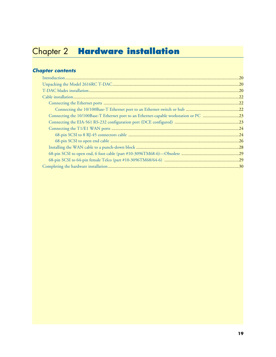 Chapter 2 hardware installation, Hardware installation, Chapter 2 d | Patton electronic 2616RC User Manual | Page 19 / 80