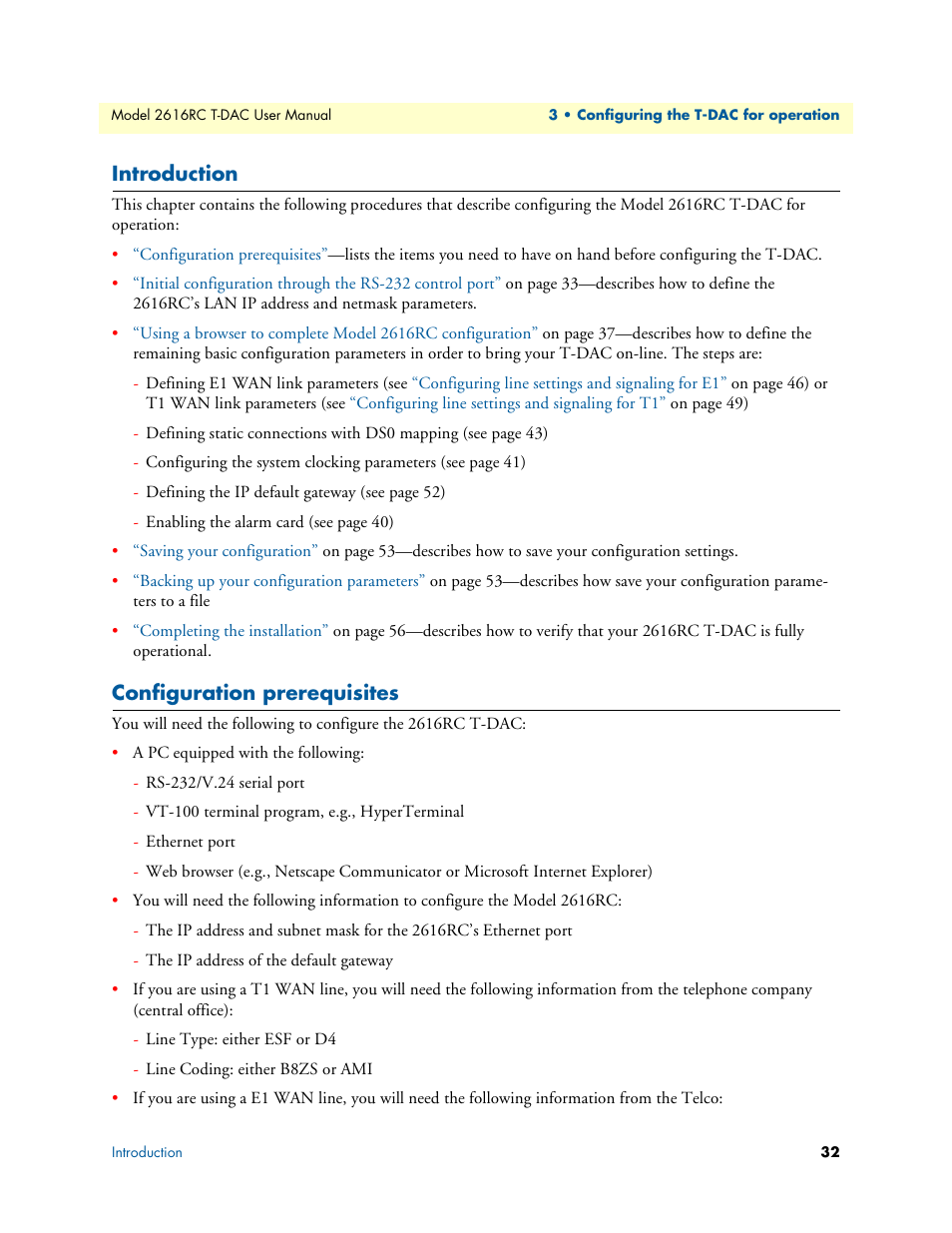 Introduction, Configuration prerequisites | Patton electronic 2616RC User Manual | Page 32 / 80