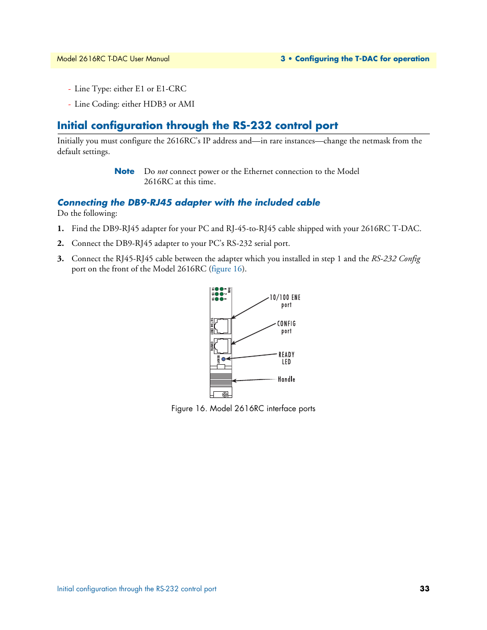 Model 2616rc interface ports | Patton electronic 2616RC User Manual | Page 33 / 80