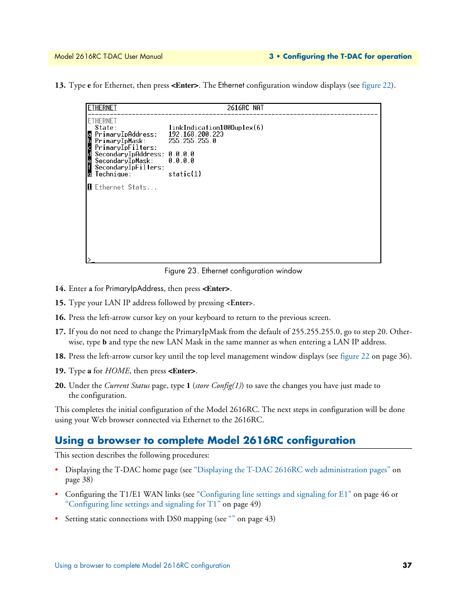 Ethernet configuration window | Patton electronic 2616RC User Manual | Page 37 / 80