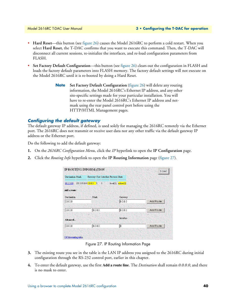 Configuring the default gateway | Patton electronic 2616RC User Manual | Page 40 / 80