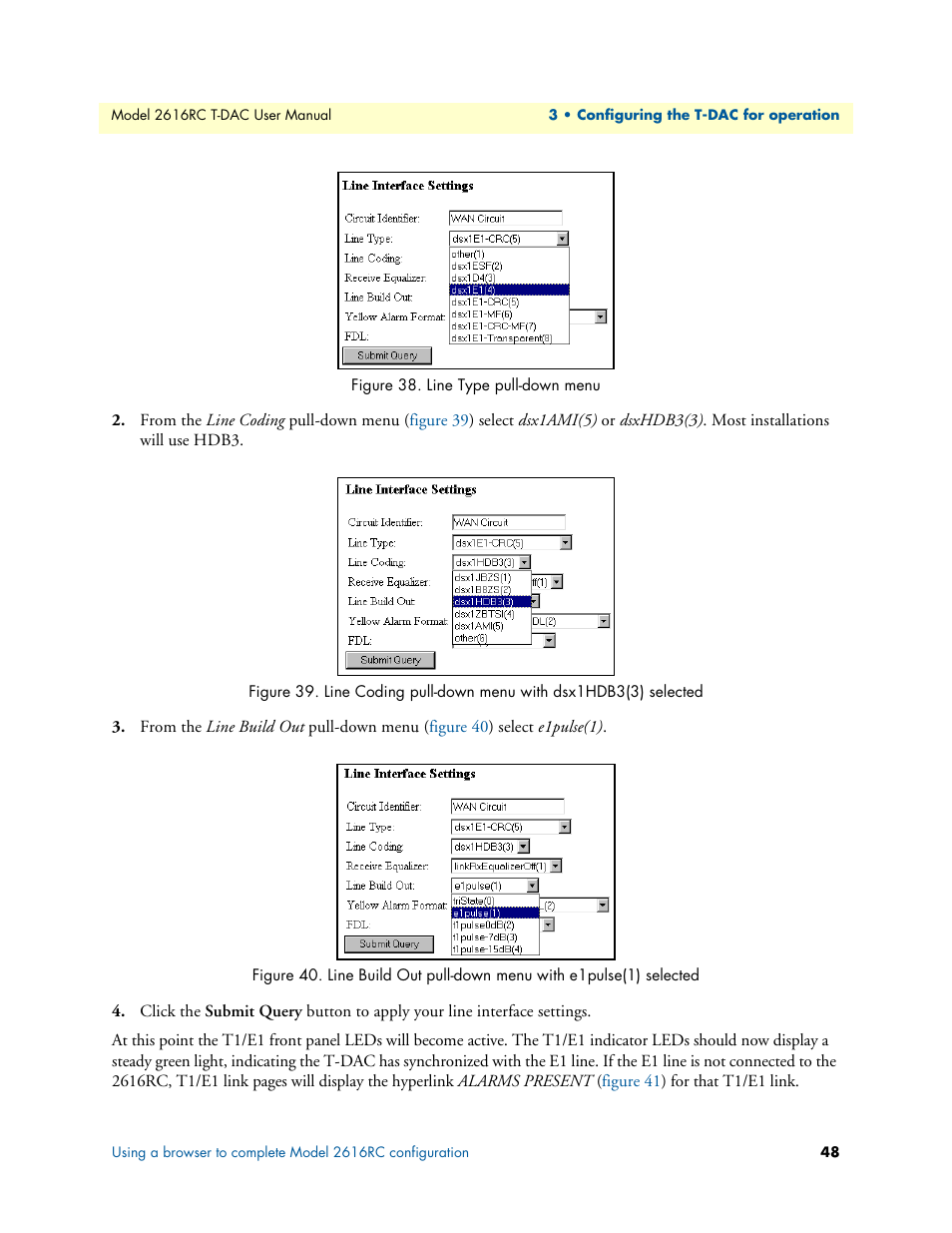Line type pull-down menu, N menu, Figure 38 | Patton electronic 2616RC User Manual | Page 48 / 80