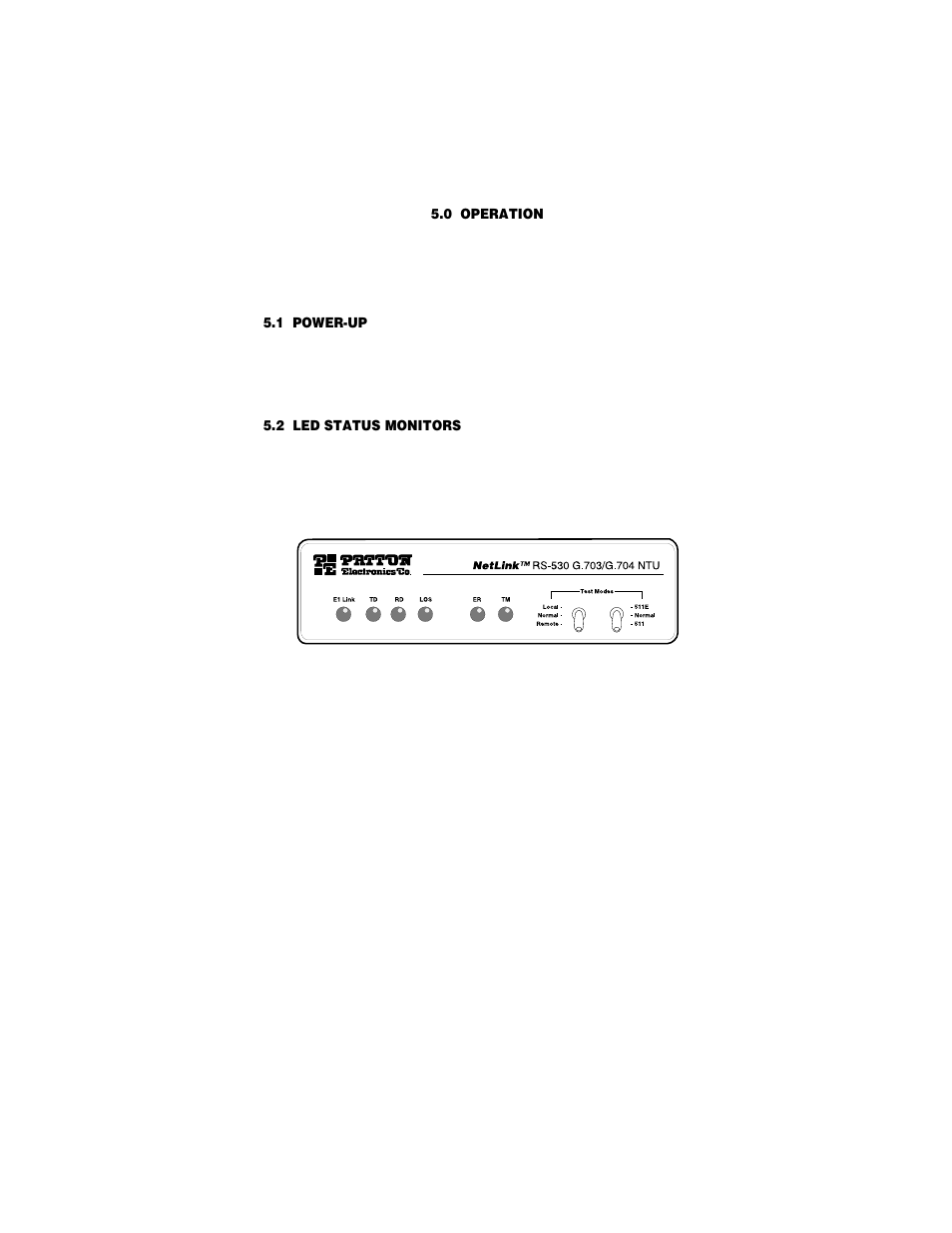 0 operation, 1 power-up, 2 led status monitors | Operation, Power-up, Led status monitors | Patton electronic 2701/B User Manual | Page 17 / 28