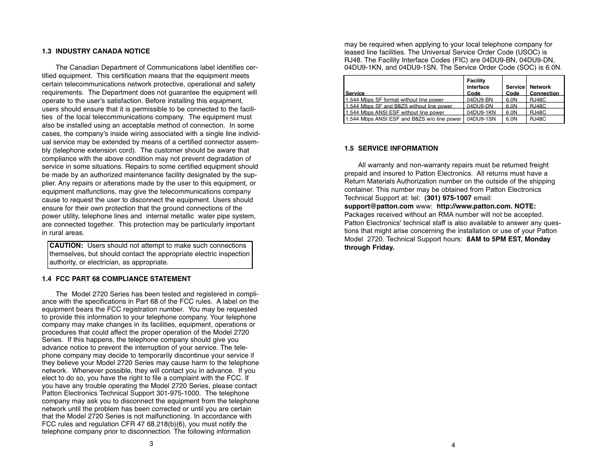 Patton electronic 2720/I Series User Manual | Page 4 / 48