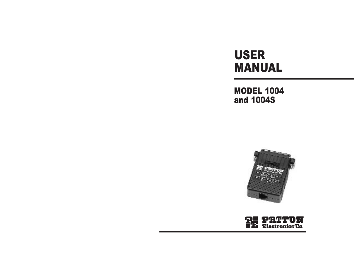 Patton electronic 1004S User Manual | 10 pages