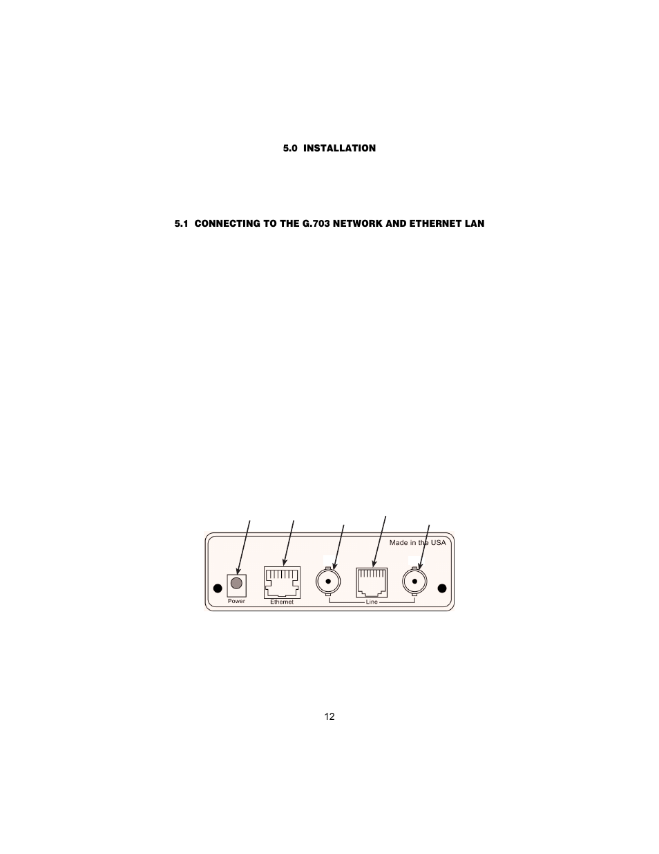 0 installation, 1 connecting to the g.703 network and ethernet lan, Installation | Connecting to the g.703 network and ethernet lan | Patton electronic MODEL 2707/I User Manual | Page 12 / 24