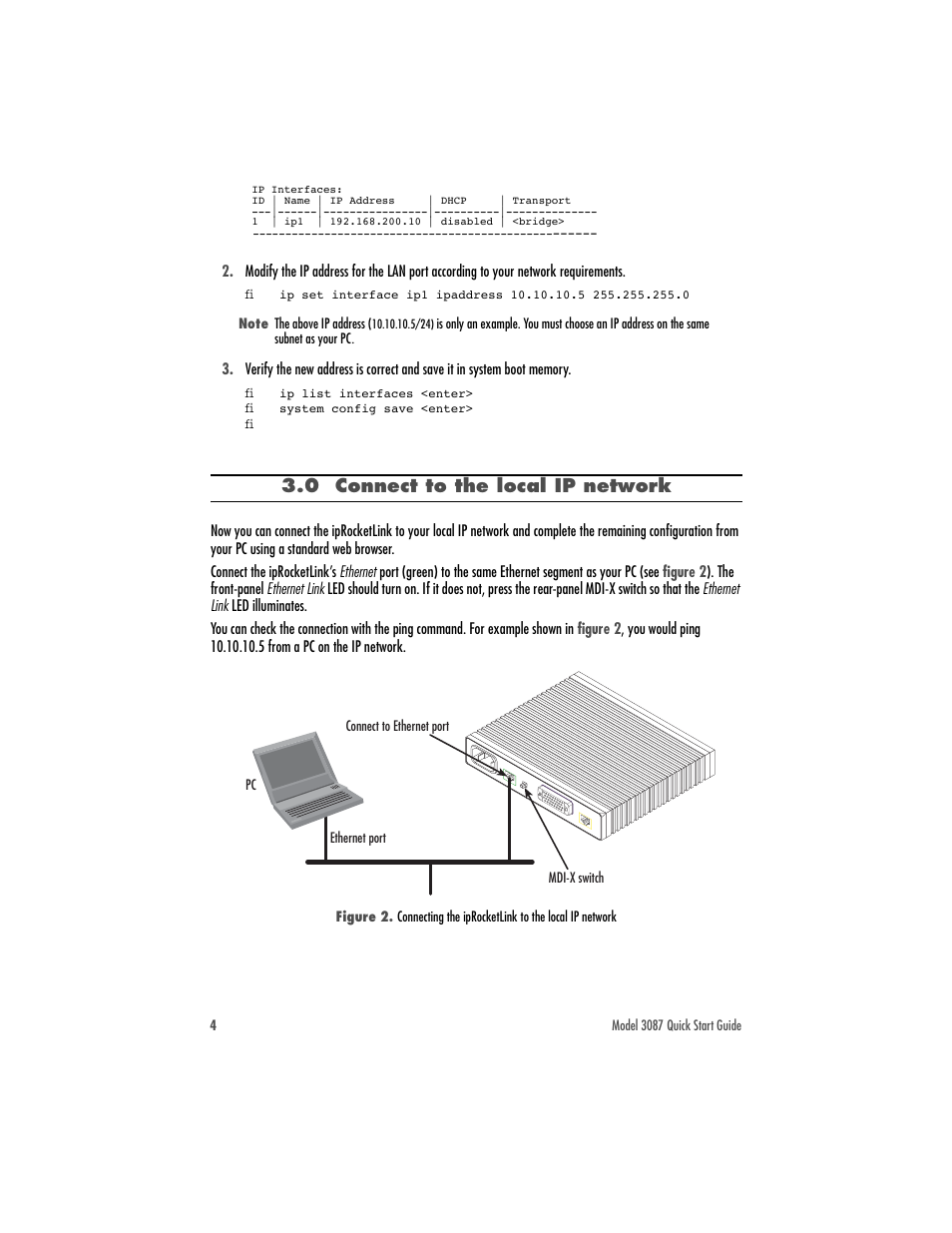 0 connect to the local ip network | Patton electronic Serial G.SHDSL Bridge/Router 3087 User Manual | Page 4 / 12