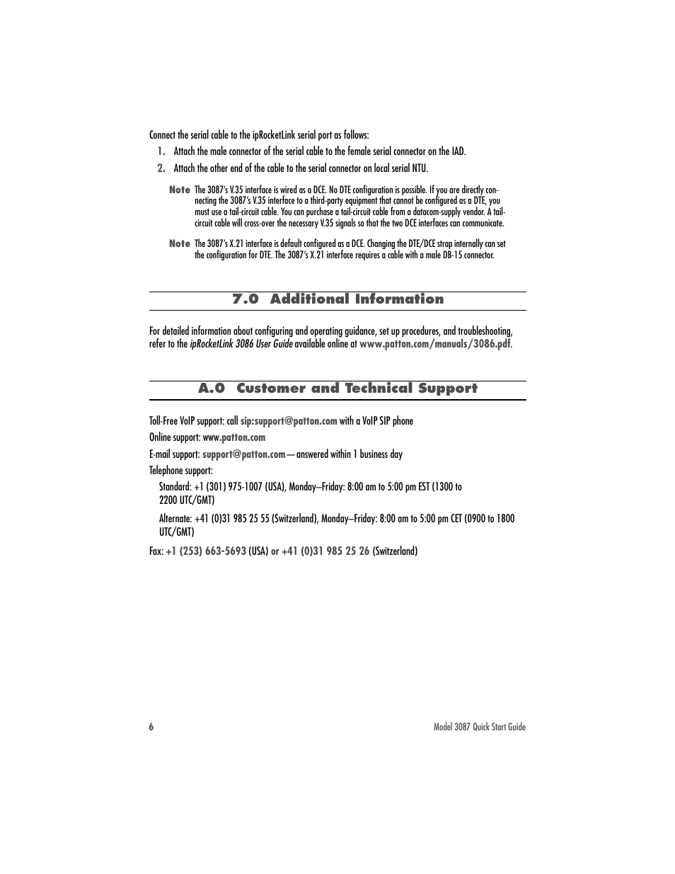 0 additional information | Patton electronic Serial G.SHDSL Bridge/Router 3087 User Manual | Page 6 / 12