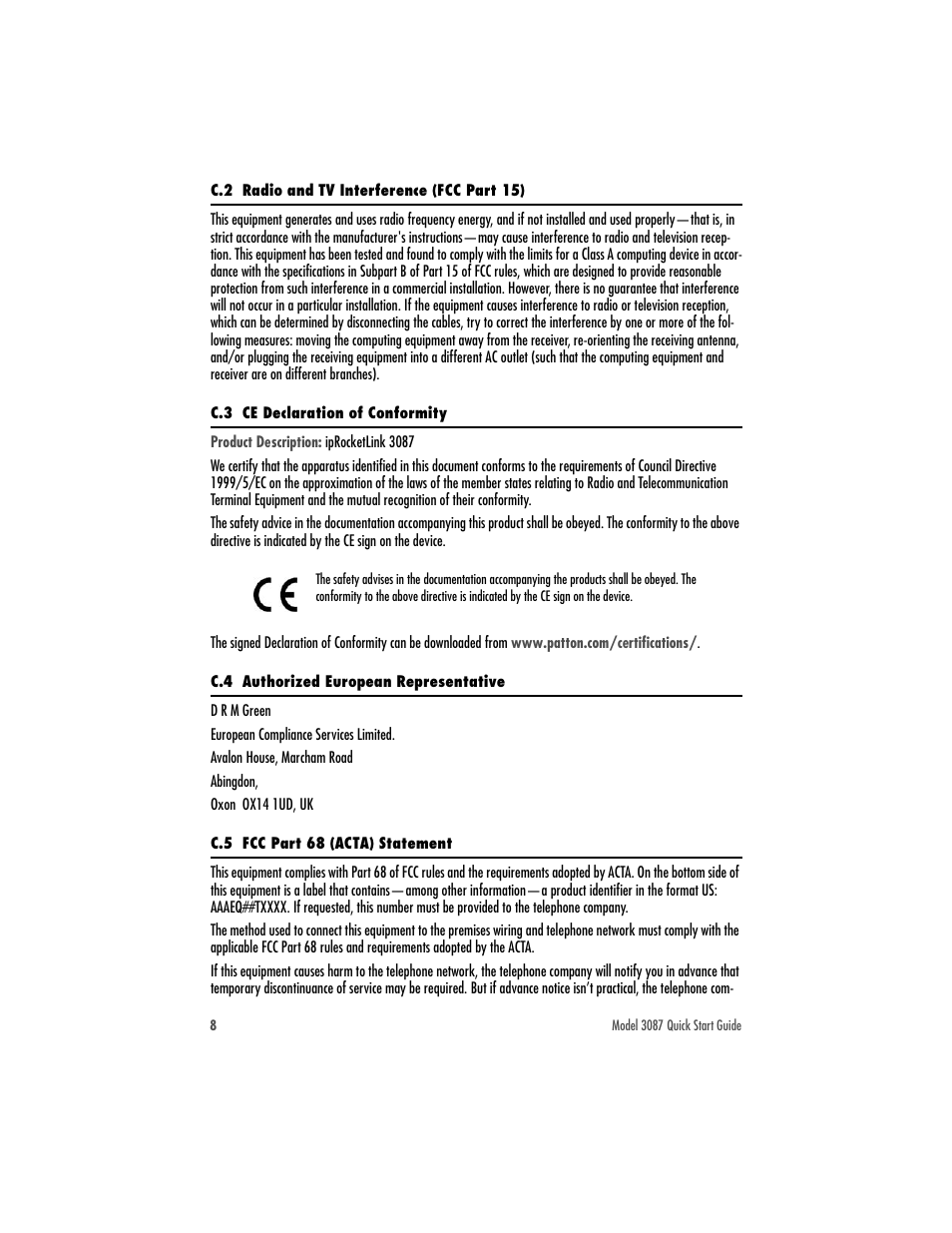 Patton electronic Serial G.SHDSL Bridge/Router 3087 User Manual | Page 8 / 12