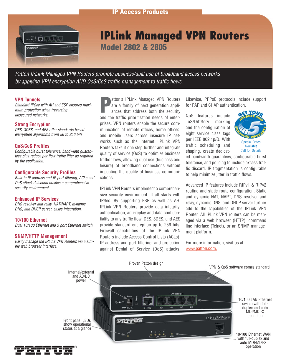 Patton electronic 2802 User Manual | 2 pages