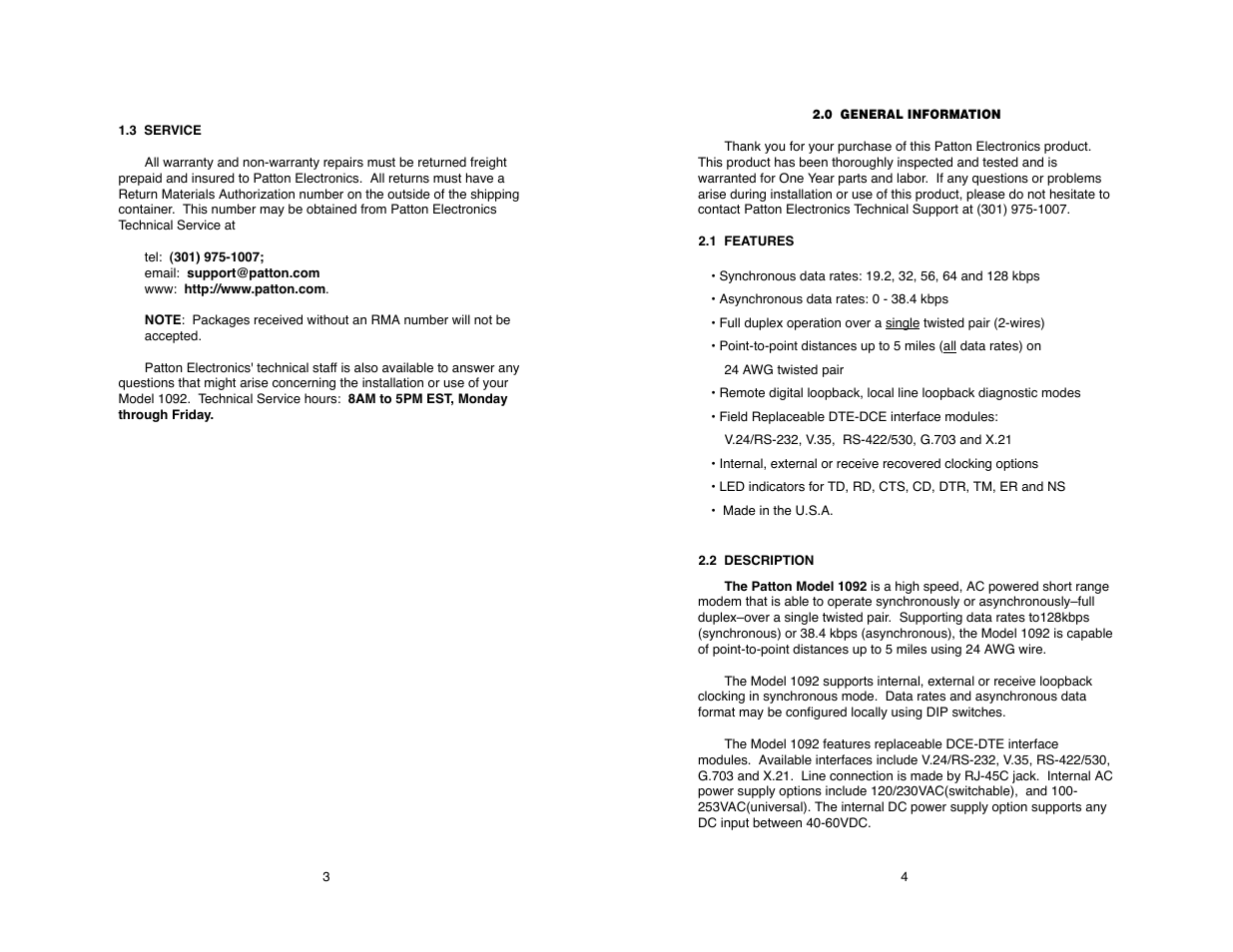 Patton electronic 1092 User Manual | Page 4 / 40