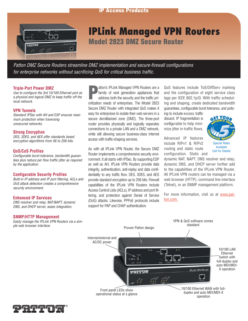 Patton electronic 2823 User Manual | 2 pages